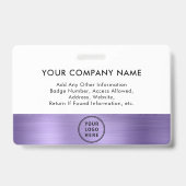 Paarse Metallic Logo werknemer Foto ID Badge (Achterkant)