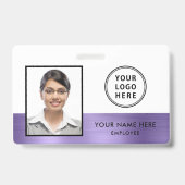 Paarse Metallic Logo werknemer Foto ID Badge (Voorzijde)