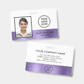 Paarse Metallic Logo werknemer Foto ID Badge (Voor- en achterkant)