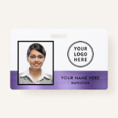 Paarse Metallic Logo werknemer Foto ID Badge (Voorkant)