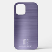 Paarse Metallic Monogram Hoesje-Mate iPhone Case (Achterkant)