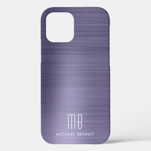 Paarse Metallic Monogram Hoesje-Mate iPhone Case (Achterkant)