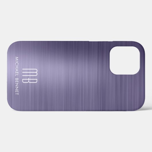 Paarse Metallic Monogram Hoesje-Mate iPhone Case (Achterkant (horizontaal))