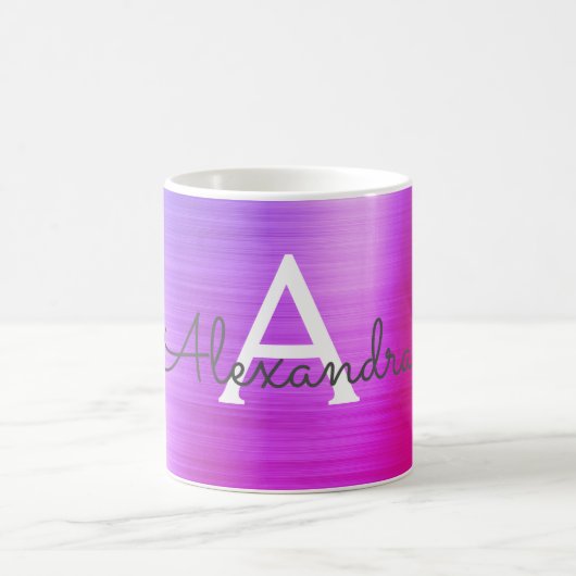Paarse Metallic Monogram Naam & Initiaal Koffiemok (Center)