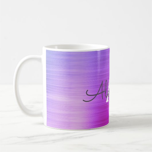 Paarse Metallic Monogram Naam & Initiaal Koffiemok (Links)