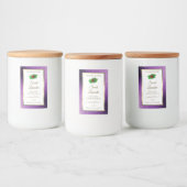 Paarse Metallic Nep Glitter Witte Productlabels Voedselcontainer Etiket (Flessen)