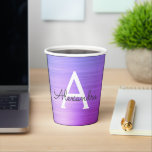Paarse Metallic Stijlvolle Monogram Papieren Kopje Papieren Bekers<br><div class="desc">Paarse Faux Metallic Elegant Monogram Verjaardag,  Huwelijk,  Vrijgezellenfeest of Bachelorette Party Cup. Deze verjaardagsfeest beker kan worden aangepast aan uw initiaal en voornaam op te nemen. Neem contact op met de ontwerper voor aangepaste overeenkomende items.</div>