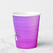 Paarse Metallic Stijlvolle Monogram Papieren Kopje Papieren Bekers (Links)