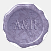 Paarse metallic wax seal Sticker monogram, (Voorkant)