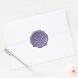 Paarse metallic wax seal Sticker monogram,