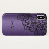 Paarse metallische achtergrond zwart Mandala Case-Mate iPhone Case (Achterkant (horizontaal))