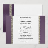 Paarse metallische en zilverdiner Uitnodiging (Voorkant / Achterkant)
