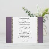 Paarse metallische en zilverdiner Uitnodiging (Staand voorkant)