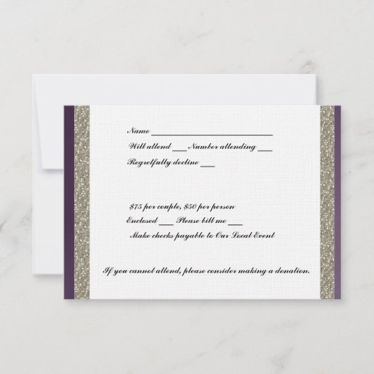 Paarse metallische en zilverRSVP RSVP Kaartje (Voorkant)