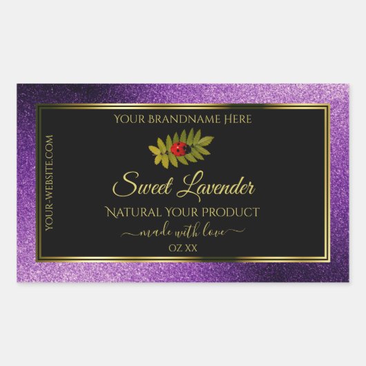 Paarse metallische faux-zwarte etiketten van glitt (Voorkant)