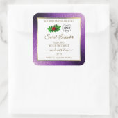 Paarse metallische glitterwitetiketten Logo Vierkante Sticker (Tas)