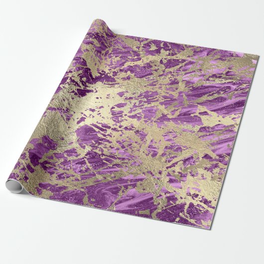 Paarse metallische pruimelsteen Metallic Abstrac Cadeaupapier (Uitgerold)