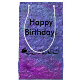 Paarse metallische tekst personaliseren klein cadeauzakje (Voorkant)