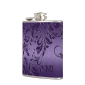 Paarse metallische textuur en vlakke kant heupfles (Links)