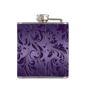 Paarse metallische textuur en vlakke kant heupfles (Achterkant)