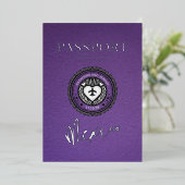 Paarse Mexicaanse paspoortbruiloft Folie Uitnodiging (Staand Voorkant)
