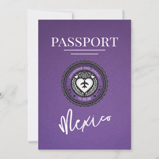 Paarse Mexicaanse paspoortbruiloft Kaart (Achterkant)
