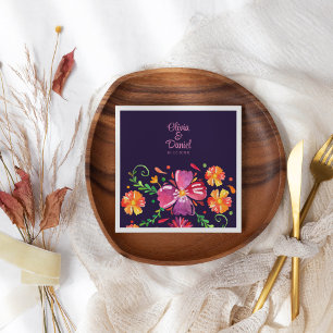 Paarse Mexicaanse Vibrant Bloemen Fiesta Bruiloft Servet