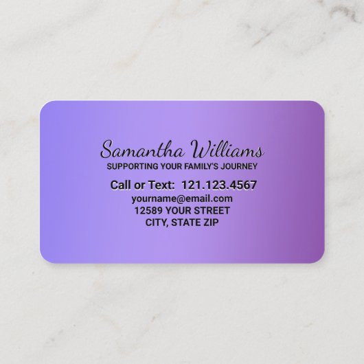 Paarse MFT huwelijk en familie therapeut Visitekaartje (Achterkant)