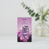♫ Paarse Mic en roze sterren ♫ Visitekaartje (Staand voorkant)
