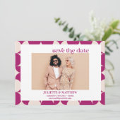  paarse Mid Century moderne foto Aankondiging (Staand voorkant)