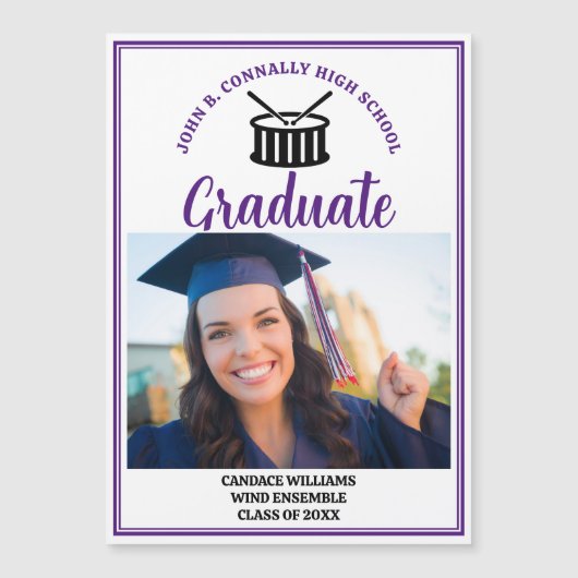 Paarse middelbare school band foto Afstuderen magn (Voorkant)