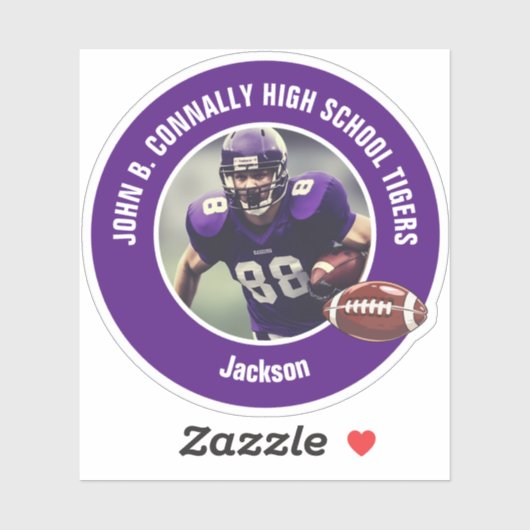 Paarse middelbare school Football Player Photo Lap Sticker (Vel)