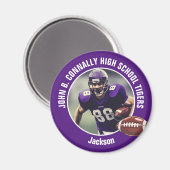 Paarse middelbare school Football speler foto Magneet (Voorkant / Achterkant)