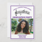 Paarse middelbare school koor foto afstudeerfeest kaart (Voorkant)