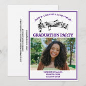 Paarse middelbare school koor foto afstudeerfeest kaart (Voorkant / Achterkant)