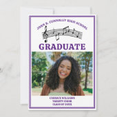 Paarse middelbare school koor foto Afstuderen Aankondiging (Voorkant)