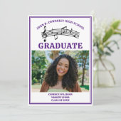 Paarse middelbare school koor foto Afstuderen Aankondiging (Staand voorkant)