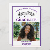 Paarse middelbare school koor foto Afstuderen Aankondiging (Voorkant / Achterkant)