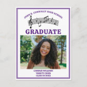 Paarse middelbare school koor foto Afstuderen Aankondigingskaart (Voorkant)