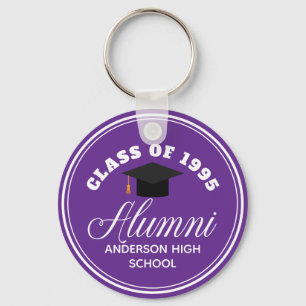 Paarse middelbare school reünie gepersonaliseerd sleutelhanger