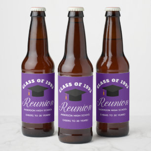 Paarse middelbare school reünie gepersonaliseerde  bier etiket