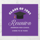 Paarse middelbare school reünie gepersonaliseerde  bier etiket (Enkel label)