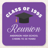 Paarse middelbare school reünie gepersonaliseerde  kartonnen onderzetters (Voorkant)
