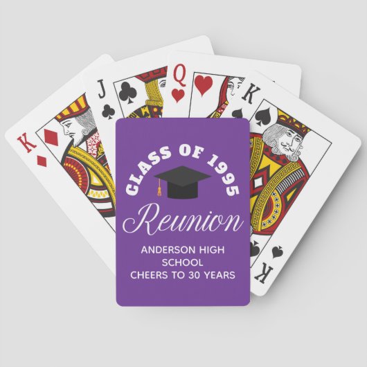 Paarse middelbare school reünie gepersonaliseerde  pokerkaarten (Achterkant)