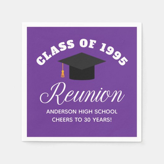 Paarse middelbare school reünie gepersonaliseerde  servet (Voorkant)