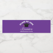 Paarse middelbare school reünie gepersonaliseerde waterfles etiket (Enkel label)