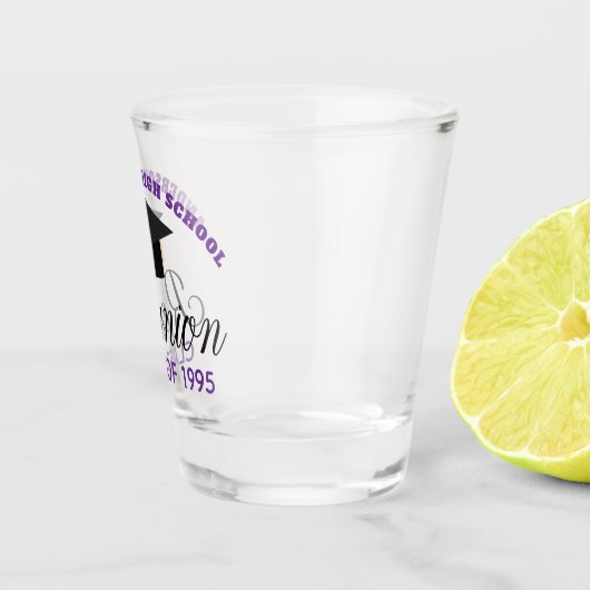 Paarse middelbare school reünie partij aangepaste  shot glas (Rechts)