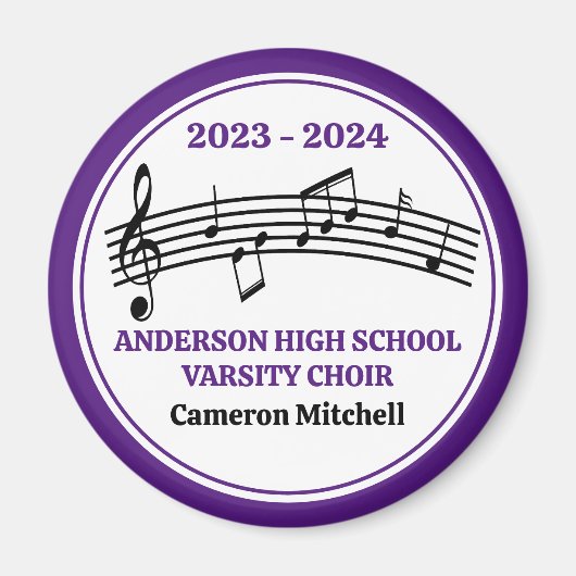 Paarse middelbare schoolkoor aangepaste aandenken magneet (Voorkant)