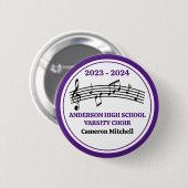 Paarse middelbare schoolkoor aangepaste aandenken ronde button 5,7 cm (Voorkant /achterkant)