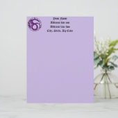 Paarse middeleeuwse dragon Fantasy Tattoo Art Gepersonaliseerd Briefhoofd (Staand voorkant)